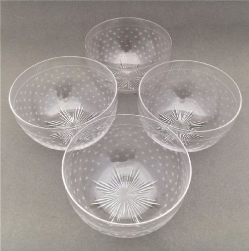 A Matching Set of Victorian Star Etched Finger Bowls.