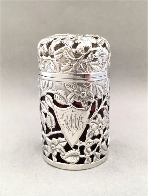 fig 1. A stunning Victorian Silver cased Cologne bottle.