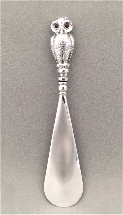 A Fabulous Hallmarked Silver Owl Shoe Horn.