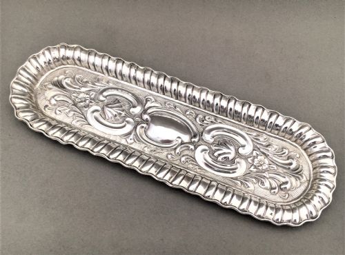 fig 1. A charming Edwardian silver pen tray or trinket dish.