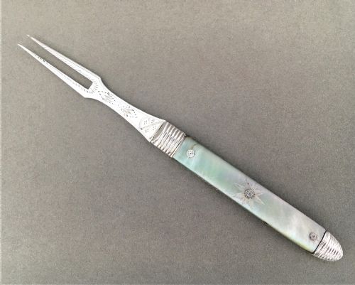 fig 1. An Exquisite 18th Century Silver bright cut fruit fork.