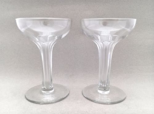 A Pair of Edwardian Hollow Stem Champagne Glasses.