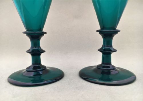 fig 1. A pair of William IV green wine flutes.