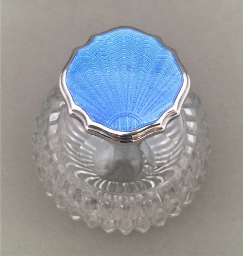 fig 1. A fabulous silver and GUILLOCHE ENAMEL scent bottle.