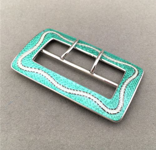 fig 1. A stunning silver and guilloche enamel belt buckle.