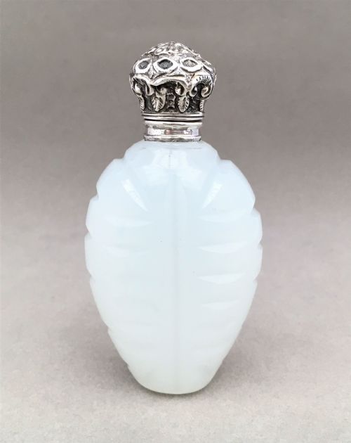A Silver Mounted Victorian Opaline Glass Scent Bottle