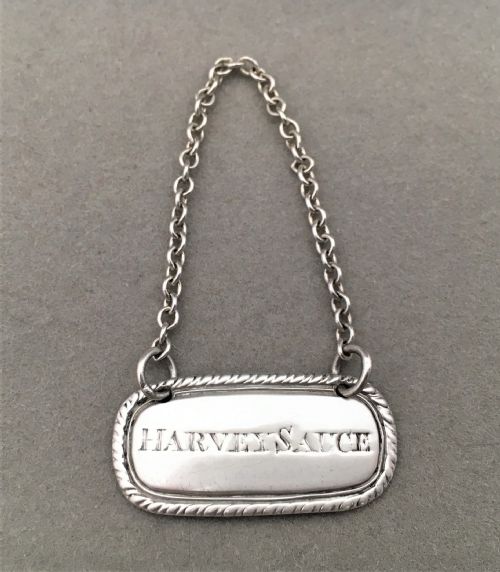 A Rare George III Silver 'Harvey Sauce' Condiment Label