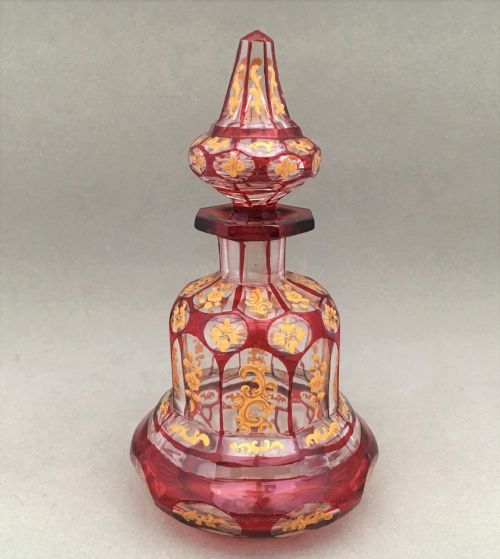An Exquisite French Gilded Ruby Scent Bottle