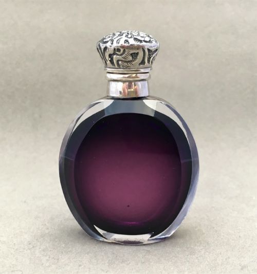 A Charming Amethyst Silver Mounted Scent Bottle