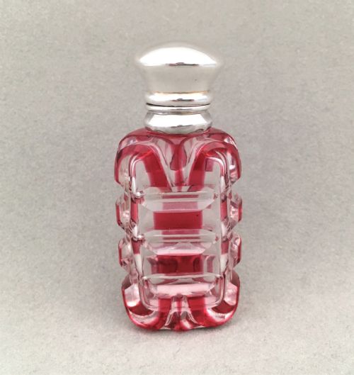 A Victorian Silver Mounted Cranberry Scent Bottle