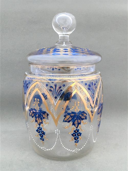 A Wonderful Victorian Glass Biscuit Barrel