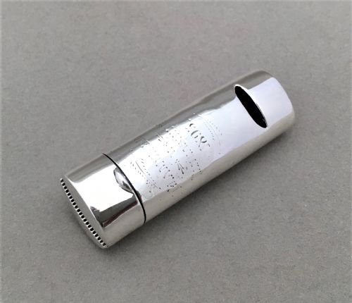 A Rare Victorian Silver Whistle/vesta Combination