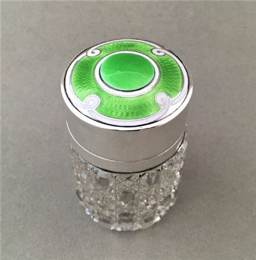 A Fabulous Silver and Guilloche Enamel Scent Bottle
