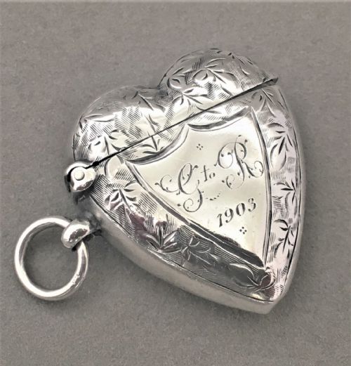 A Rare & Unusual Heart Shaped Silver Vesta