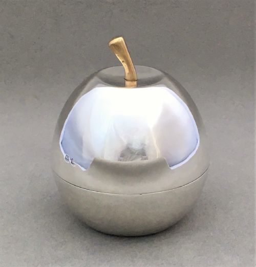 fig 1. An unusual silver apple trinket pot