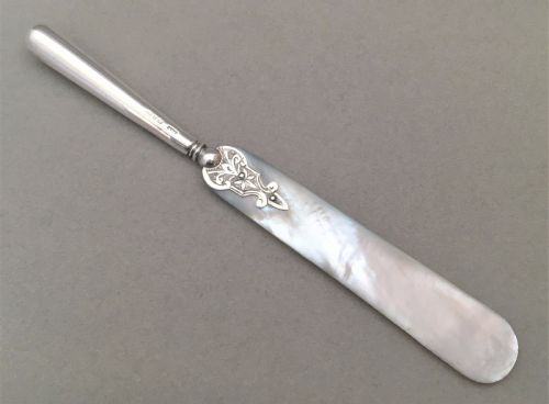fig 1. An exquisite silver letter opener with Agate handle & mother of pearl blade