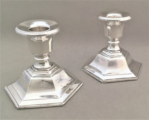 A Pair of Art Deco Silver Candlesticks