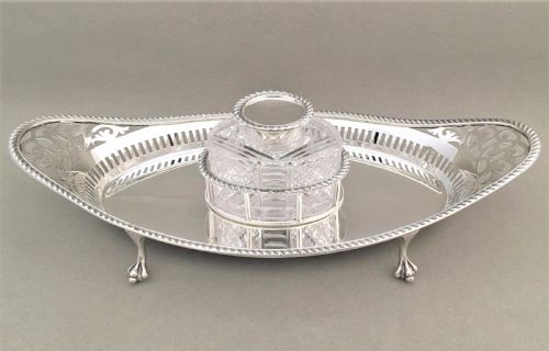 A Stunning Edwardian Silver Inkwell & Inkstand