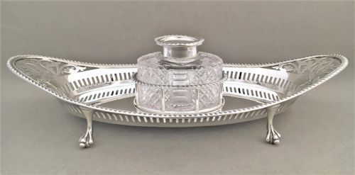 fig 1. A stunning Edwardian silver inkwell & inkstand