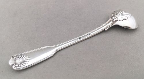 fig 1. A silver fiddle, thread & shell condiment spoon