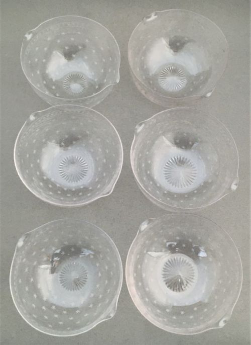 An Excellent Set of Six Star Etched Glass Rinsers or Finger Bowls