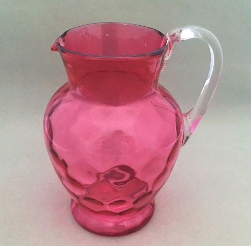A Victorian Dimpled Cranberry Water Jug