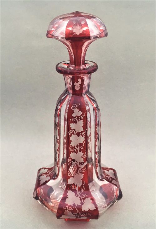 A Wonderful Etched Ruby Scent Bottle