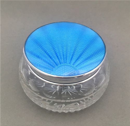 A Charming Silver & Guilloche Enamel Trinket Pot
