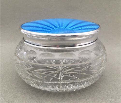 fig 1. A charming silver & guilloche enamel trinket pot