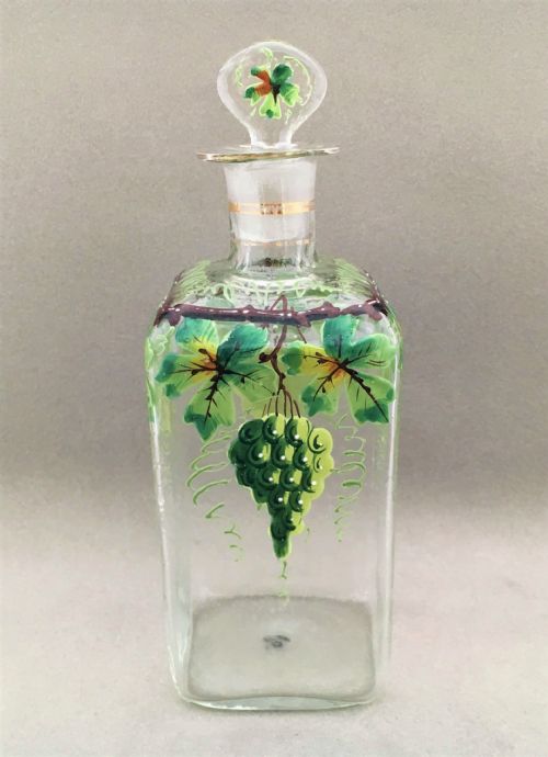 A Lovely Enamel Painted Victorian Liqueur Decanter