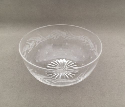 A Charming Star Etched & Cut Glass Finger Bowl