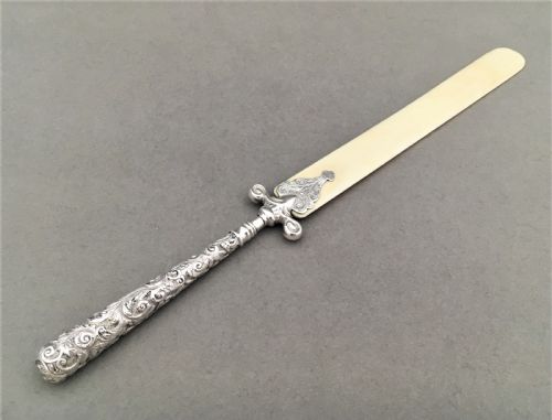 fig 1. A gorgeous silver letter opener or paper knife