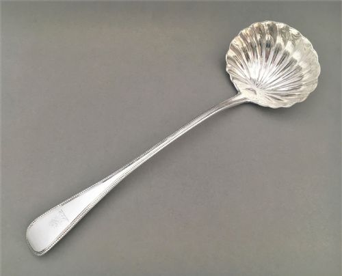 A Superb George III Silver Shell Bowl Soup Ladle