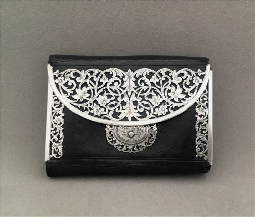 An Exquisite Silver Mounted Leather Purse