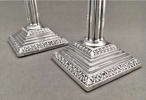 fig 2. A wonderful pair of silver corinthian column candlesticks