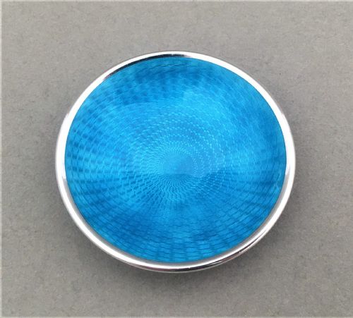 fig 1. A stunning silver & blue guilloche enamel trinket or pin dish