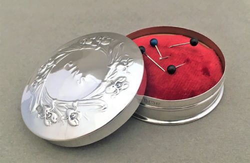 A Lovely Edwardian Silver Pin Cushion Box