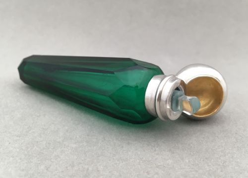 A Victorian Icicle Form Silver Mounted Scent Bottle