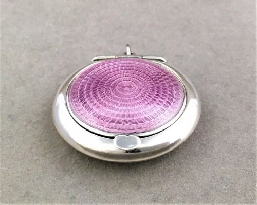 fig 1. A charming silver & lilac guilloche enamel compact