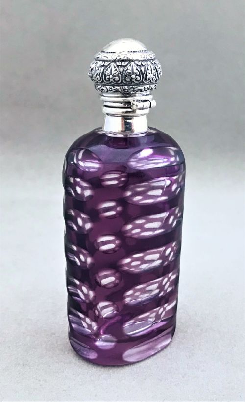 fig 1. A gorgeous silver mounted cut through amethyst scent bottle