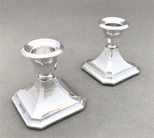 A Pair of Art Deco Silver Candlesticks