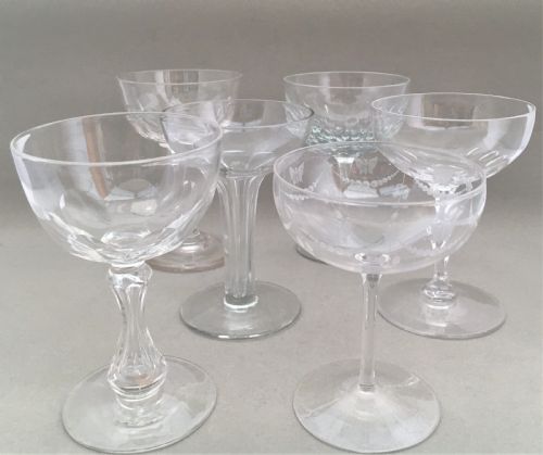 fig 2. A harlequin set of six champagne bowls