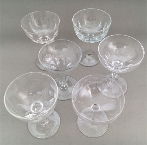 fig 3. A harlequin set of six champagne bowls