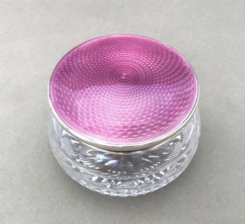 An Exquisite Silver & Purple Guilloche Enamel Trinket Pot