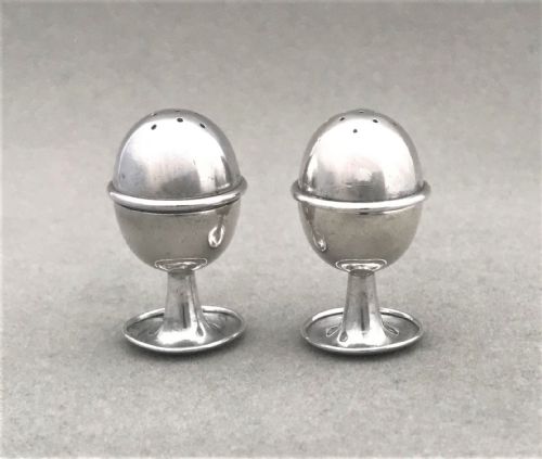 A Pair of Chester Silver Miniature Egg Salt & Pepper Pots