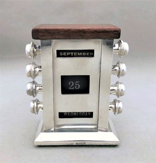 A Handsome Edwardian Silver Desk Calendar