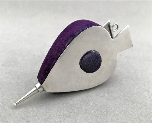 A Rare Novelty Bellows Silver Pin Cushion