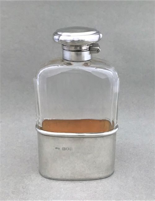 A Handsome Early George V Silver Hip Flask