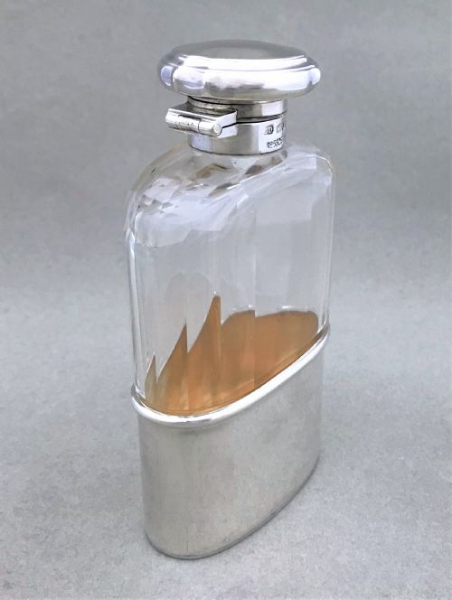 fig 1. A handsome early George V silver hip flask