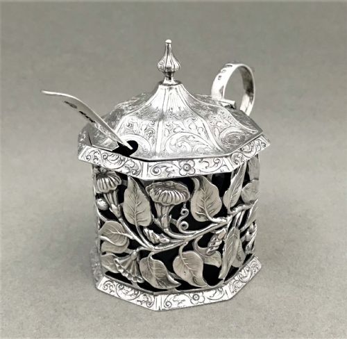 fig 1. A superb Victorian fully cast silver mustard pot
